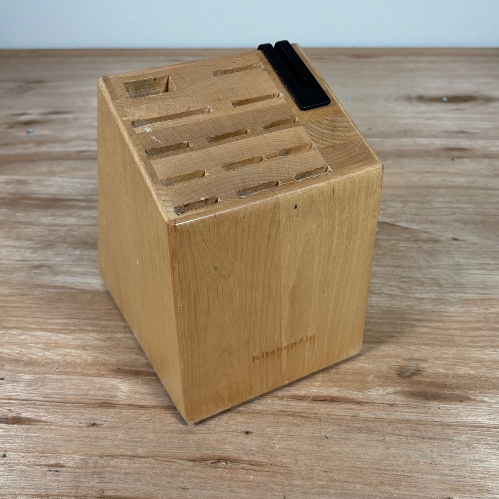 KitchenAid Wooden Knife Block 11 Slot Natural Wood Cutlery Storage Organizer